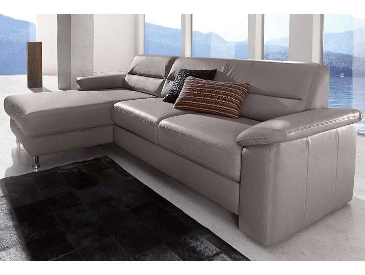 Ecksofa SIT & MORE Ascara L-Form , grau (delphin), B:251cm H:85cm T:165cm, NaturLeder, Luxus-Microfaser (100% Polyester), Softlux-Kunstleder, Primabelle-Microfaser (100% Polyester), Sofas, inklusive Boxspring/Federkern-Polsterung, wahlweise mit Bettfunktion von sit&more