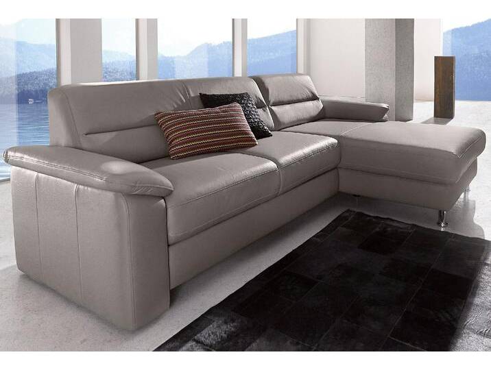 Ecksofa SIT & MORE Ascara L-Form , grau (delphin), B:251cm H:85cm T:165cm, NaturLeder, Luxus-Microfaser (100% Polyester), Softlux-Kunstleder, Primabelle-Microfaser (100% Polyester), Sofas, inklusive Boxspring/Federkern-Polsterung, wahlweise mit Bettfunktion von sit&more