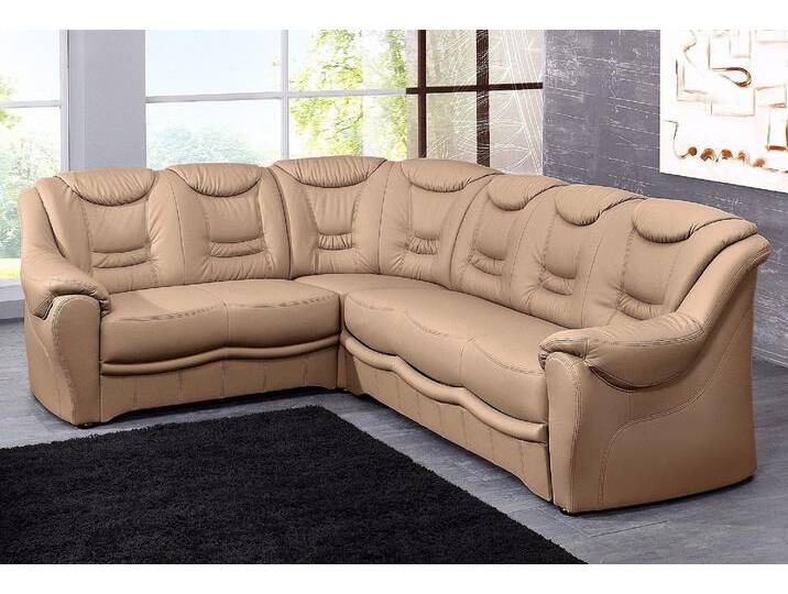 Ecksofa SIT & MORE Bansin L-Form , braun (cappuccino), B:265cm H:94cm T:215cm, Luxus-Microfaser ALTARA NUBUCK (100% Polyester), SOFTLUX-Kunstleder, NaturLEDER (echtes Rindsleder)/Korpus SOFTLUX-Kunstleder, Sofas, wahlweise mit Bettfunktion von sit&more