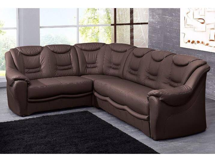 Ecksofa SIT & MORE Bansin L-Form , braun (mokka), B:265cm H:94cm T:215cm, Luxus-Microfaser ALTARA NUBUCK (100% Polyester), SOFTLUX-Kunstleder, NaturLEDER (echtes Rindsleder)/Korpus SOFTLUX-Kunstleder, Sofas, wahlweise mit Bettfunktion von sit&more