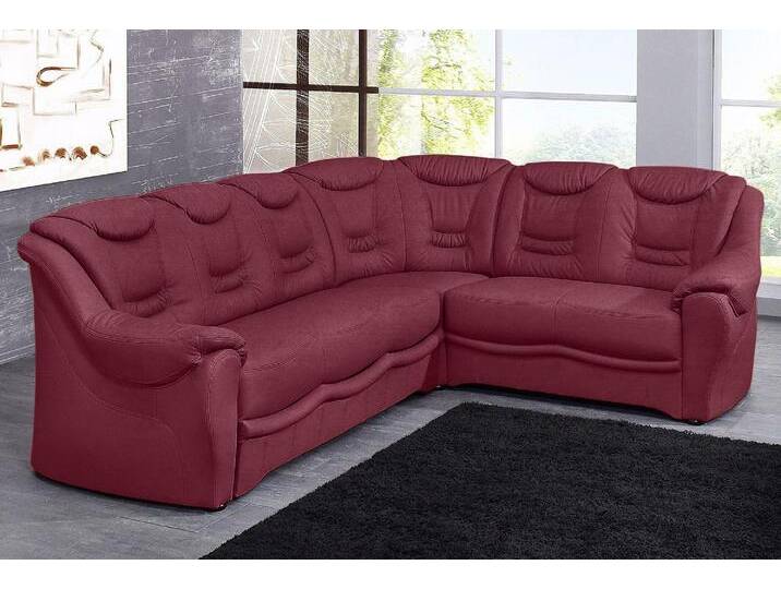 Ecksofa SIT & MORE Bansin L-Form , rot (bordeaux), B:265cm H:94cm T:215cm, Luxus-Microfaser ALTARA NUBUCK (100% Polyester);SOFTLUX-Kunstleder;NaturLEDER (echtes Rindsleder)/Korpus SOFTLUX-Kunstleder, Sofas, wahlweise mit Bettfunktion von sit&more