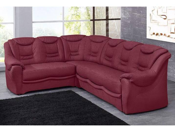 Ecksofa SIT & MORE Bansin L-Form , rot (bordeaux), B:265cm H:94cm T:215cm, Luxus-Microfaser ALTARA NUBUCK (100% Polyester);SOFTLUX-Kunstleder;NaturLEDER (echtes Rindsleder)/Korpus SOFTLUX-Kunstleder, Sofas, wahlweise mit Bettfunktion von sit&more