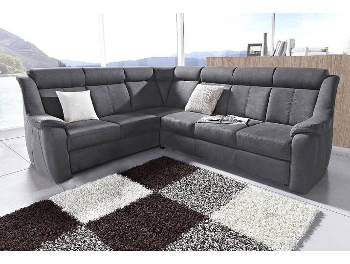 Ecksofa SIT & MORE Basel L-Form , grau (dunkelgrau), B:261cm H:98cm T:211cm, Altara Nubuck, Luxus-Microfaser (100% Polyester;PRIMABELLE-Microfaser, Luxus-Microfaser (100% Polyester;SOFTLUX-Kunstleder;NaturLEDER (echtes Rindsleder), Sofas, wahlweise mit Relaxfunktion von sit&more