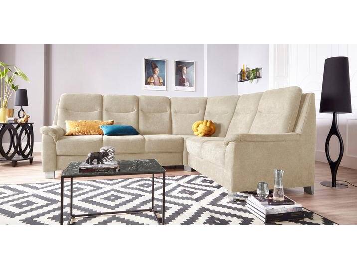 Ecksofa SIT & MORE Boccaccio L-Form , beige (creme), B:265cm H:104cm T:215cm, Kunstleder SOFTLUX, Luxus-Microfaser (90% Polyester, 10% Polyamid), Flachgewebe (100% Polyester), Sofas, mit Federkern und Kopfteilverstellung, wahlweise mit Bettfunktion von sit&more