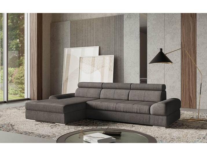 Ecksofa SIT & MORE Broadway L-Form , grau (fango), B:284cm H:79cm T:171cm, 100% Polyester, Sofas, inklusive Kopfteilverstellung, wahlweise mit Bettfunktion von sit&more
