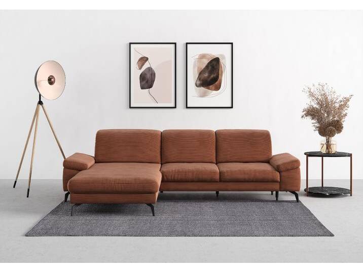 Ecksofa SIT & MORE Cabana L-Form , rosa (kupfer), B:301cm H:84cm T:195cm, 95% Polyester, 5% Polyamid, Sofas, Recamiere, wahlweise mit Sitztiefen-, Armlehnen- und Kopfteilfunktion von sit&more
