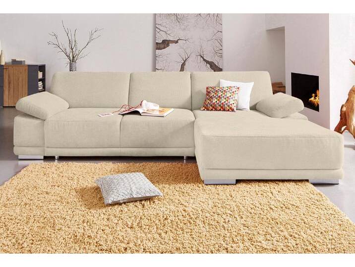 Ecksofa SIT & MORE Coria L-Form , beige (creme), B:282cm H:80cm T:162cm, Kunstleder SOFTLUX, Struktur ( 100% Polyester), Struktur fein ( 90% Polyester; 10% Polyamid), Luxus-Microfaser ALTARA NUBUCK (100% Polyester), Sofas, mit XL-Recamiere, wahlweise mit Bettfunktion von sit&more