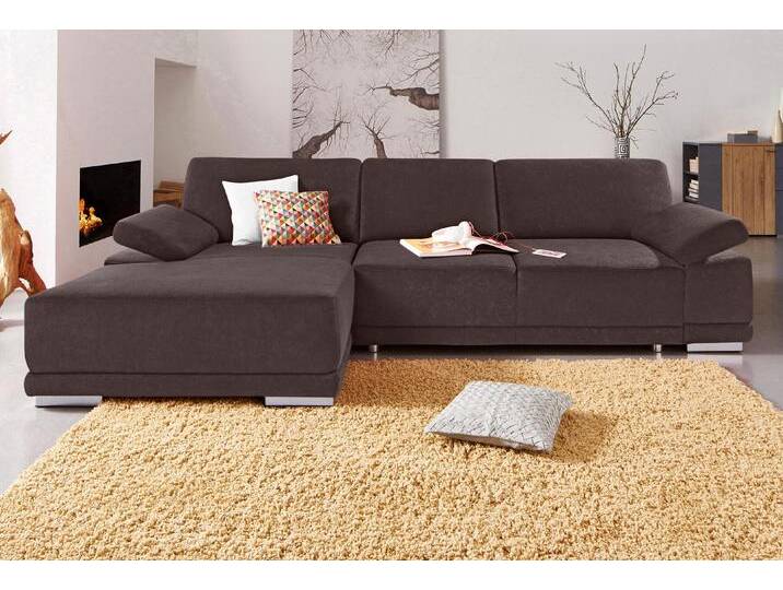 Ecksofa SIT & MORE Coria L-Form , braun, B:282cm H:80cm T:162cm, Kunstleder SOFTLUX, Struktur ( 100% Polyester), Struktur fein ( 90% Polyester; 10% Polyamid), Luxus-Microfaser ALTARA NUBUCK (100% Polyester), Sofas, mit XL-Recamiere, wahlweise mit Bettfunktion von sit&more
