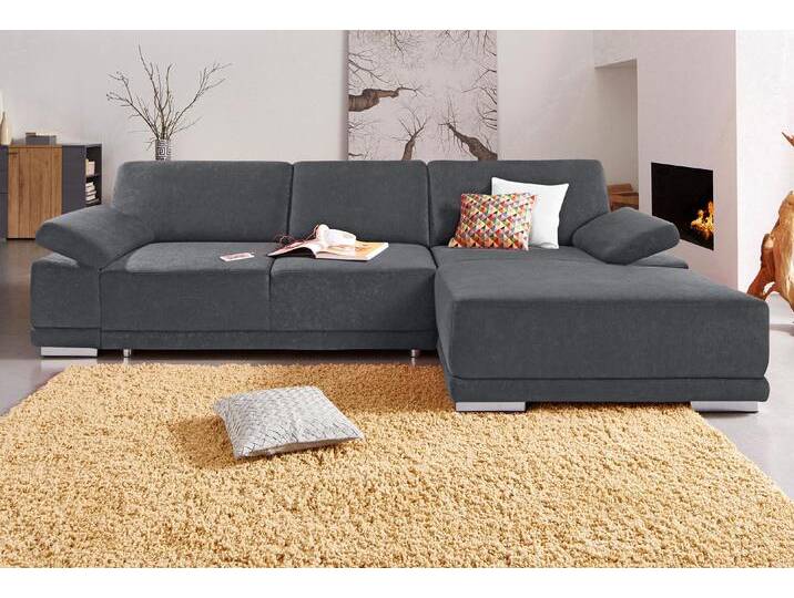 Ecksofa SIT & MORE Coria L-Form , grau (dunkelgrau), B:282cm H:80cm T:162cm, Kunstleder SOFTLUX, Struktur ( 100% Polyester), Struktur fein ( 90% Polyester; 10% Polyamid), Luxus-Microfaser ALTARA NUBUCK (100% Polyester), Sofas, mit XL-Recamiere, wahlweise mit Bettfunktion von sit&more