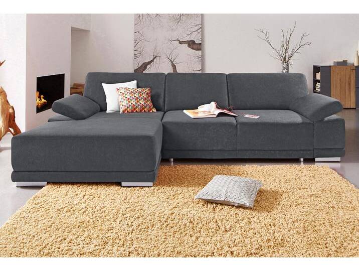 Ecksofa SIT & MORE Coria L-Form , grau (dunkelgrau), B:282cm H:80cm T:162cm, Kunstleder SOFTLUX, Struktur ( 100% Polyester), Struktur fein ( 90% Polyester; 10% Polyamid), Luxus-Microfaser ALTARA NUBUCK (100% Polyester), Sofas, mit XL-Recamiere, wahlweise mit Bettfunktion von sit&more