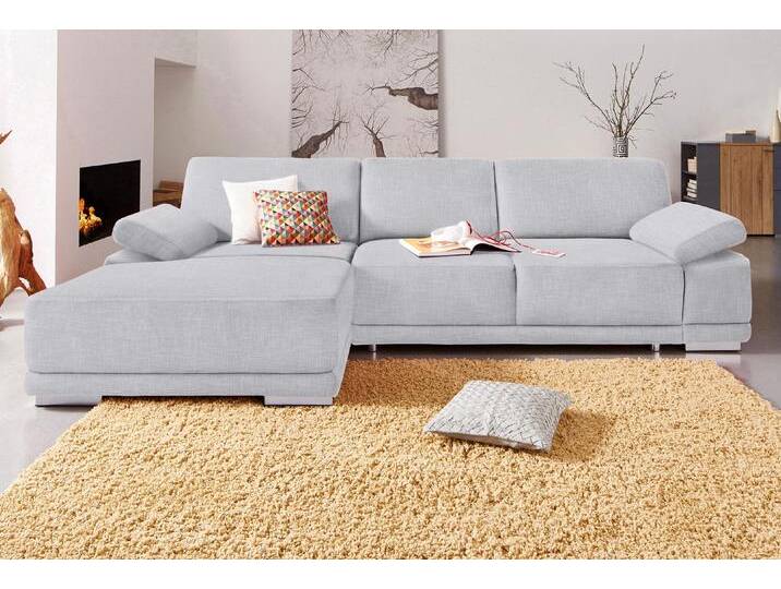 Ecksofa SIT & MORE Coria L-Form , silber, B:282cm H:80cm T:162cm, Kunstleder SOFTLUX, Struktur ( 100% Polyester), Struktur fein ( 90% Polyester; 10% Polyamid), Luxus-Microfaser ALTARA NUBUCK (100% Polyester), Sofas, mit XL-Recamiere, wahlweise mit Bettfunktion von sit&more