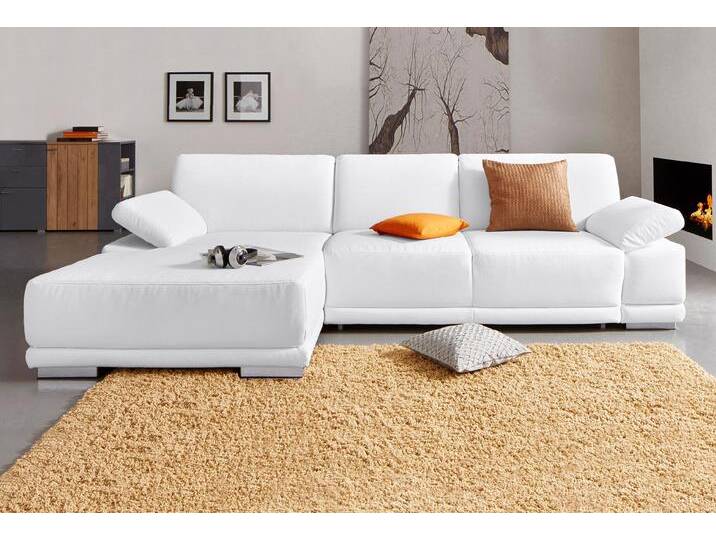 Ecksofa SIT & MORE Coria L-Form , weiß, B:282cm H:80cm T:162cm, Kunstleder SOFTLUX, Struktur ( 100% Polyester), Struktur fein ( 90% Polyester; 10% Polyamid), Luxus-Microfaser ALTARA NUBUCK (100% Polyester), Sofas, mit XL-Recamiere, wahlweise mit Bettfunktion von sit&more