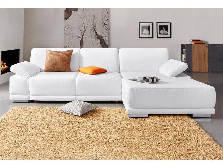 Ecksofa SIT & MORE Coria L-Form , weiß, B:282cm H:80cm T:162cm, Kunstleder SOFTLUX, Struktur ( 100% Polyester), Struktur fein ( 90% Polyester; 10% Polyamid), Luxus-Microfaser ALTARA NUBUCK (100% Polyester), Sofas, mit XL-Recamiere, wahlweise mit Bettfunktion von sit&more