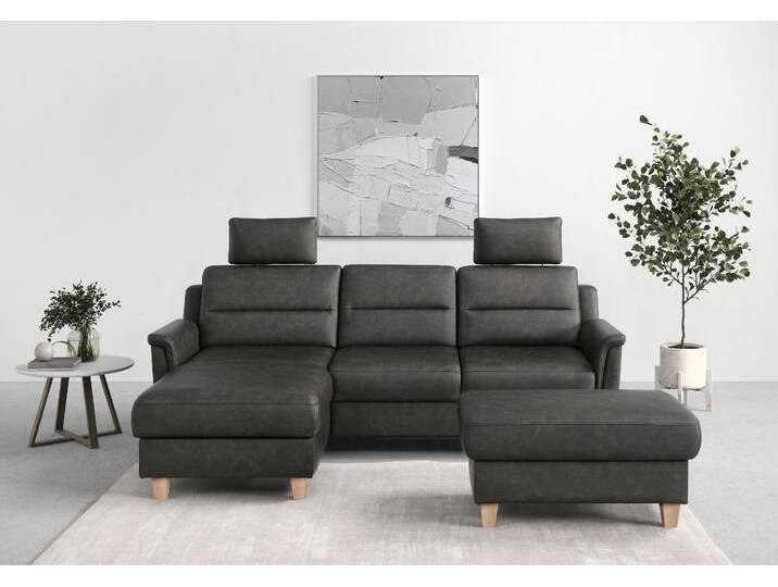 Ecksofa SIT & MORE Farö L-Form , grau (anthrazit), B:234cm H:90cm T:168cm, Sofas, inklusive Federkern, wahlweise mit Bettfunktion und Bettkasten von sit&more