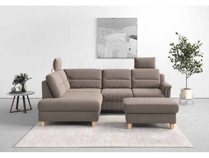 Ecksofa SIT & MORE Farö L-Form , grau (taupe), B:251cm H:90cm T:187cm, Sofas, inklusive Federkern, wahlweise mit Bettfunktion und Bettkasten von sit&more