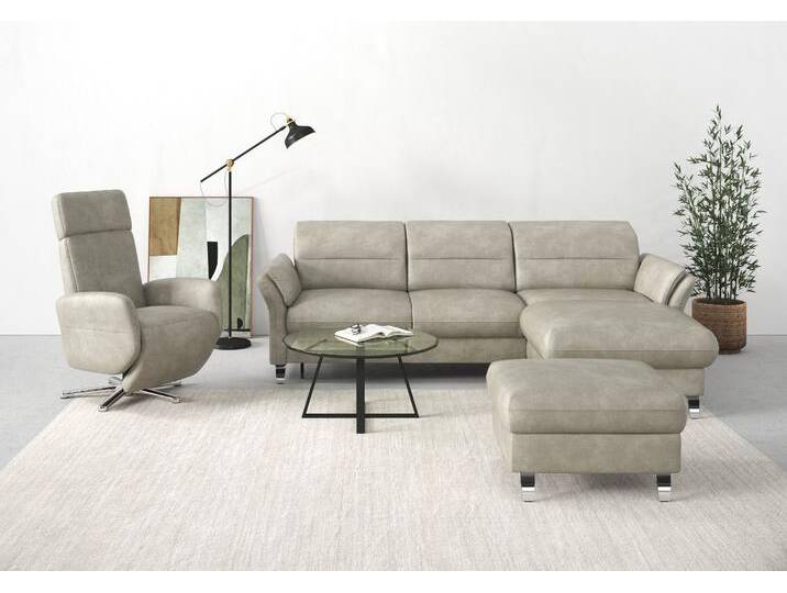 Ecksofa SIT & MORE Grenoble L-Form mit Federkern , grau (hellgrau), B:251cm H:85cm T:161cm, Sofas, wahlweise mit Bettfunktion, Bettkasten, Arm- und Kopfteilverstellung von sit&more