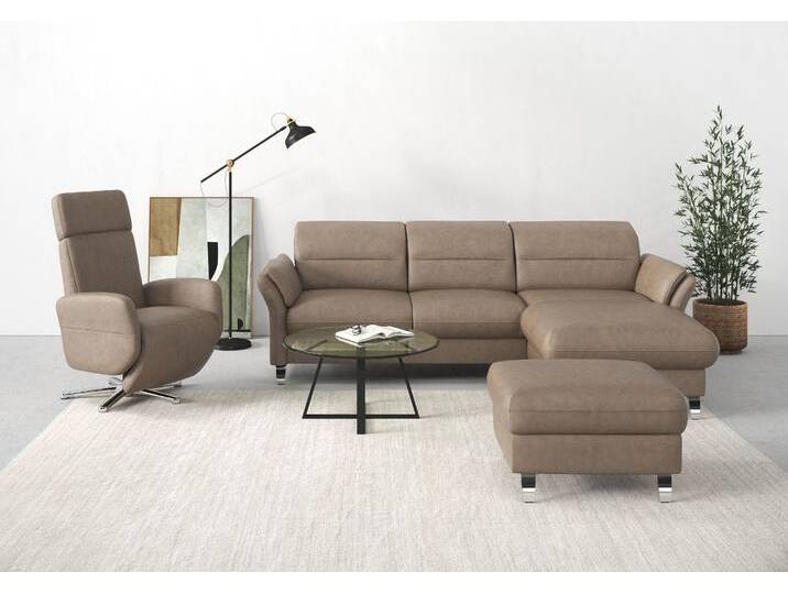 Ecksofa SIT & MORE Grenoble L-Form mit Federkern , grau (taupe), B:251cm H:85cm T:161cm, Sofas, wahlweise mit Bettfunktion, Bettkasten, Arm- und Kopfteilverstellung von sit&more