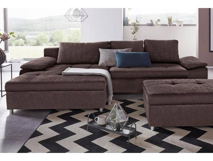Ecksofa SIT & MORE Labene L-Form , braun (dunkelbraun), B:290cm H:82cm T:90cm, Struktur fein (95% Polyester, 5% Polyamid), Luxus-Microfaser ALTARA NUBUCK (100% Polyester), Kunstleder SOFTLUX / Struktur (100% Polyester), Struktur (100% Polyester), Flachgewebe (95% Polyester, 5% Polyamid), Sofas, wahlweise mit Bettfunktion und Bettkasten, auch als XXL-Variante von sit&more