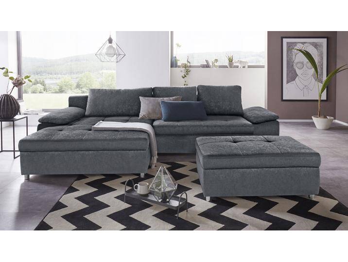 Ecksofa SIT & MORE Labene L-Form , grau (dunkelgrau), B:290cm H:82cm T:90cm, Struktur fein (95% Polyester, 5% Polyamid), Luxus-Microfaser ALTARA NUBUCK (100% Polyester), Kunstleder SOFTLUX / Struktur (100% Polyester), Struktur (100% Polyester), Flachgewebe (95% Polyester, 5% Polyamid), Sofas, wahlweise mit Bettfunktion und Bettkasten, auch als XXL-Variante von sit&more