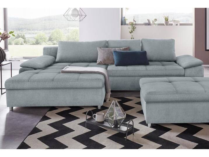 Ecksofa SIT & MORE Labene L-Form , grau (hellgrau), B:290cm H:82cm T:90cm, Struktur fein (95% Polyester, 5% Polyamid), Luxus-Microfaser ALTARA NUBUCK (100% Polyester), Kunstleder SOFTLUX / Struktur (100% Polyester), Struktur (100% Polyester), Flachgewebe (95% Polyester, 5% Polyamid), Sofas, wahlweise mit Bettfunktion und Bettkasten, auch als XXL-Variante von sit&more