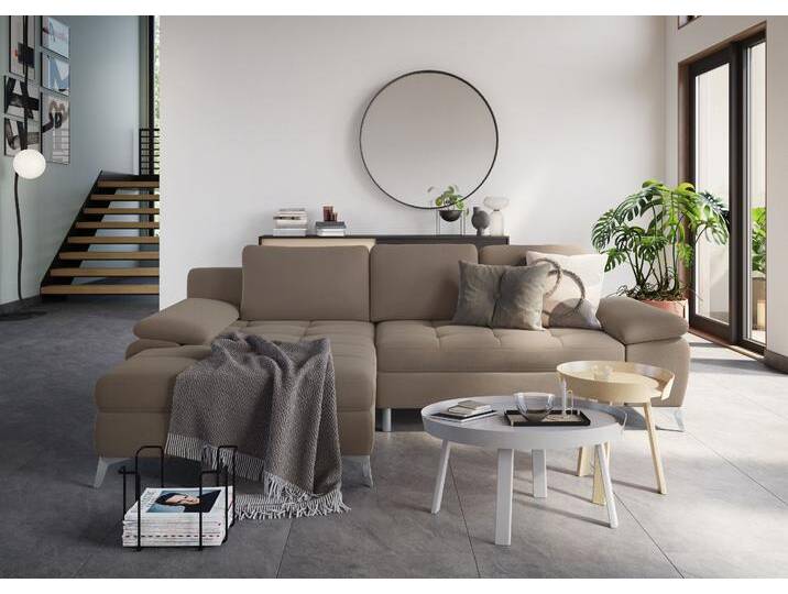 Ecksofa SIT & MORE Latigo L-Form , braun (macchiato), B:270cm T:163cm, Sofas, mit Recamiere, wahlweise mit Bettfunktion und Bettkasten von sit&more