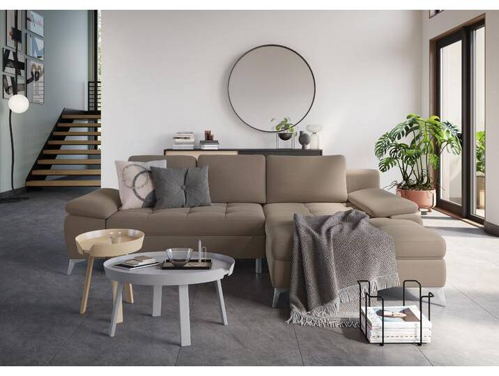 Ecksofa SIT & MORE Latigo L-Form , braun (macchiato), B:270cm T:163cm, Sofas, mit Recamiere, wahlweise mit Bettfunktion und Bettkasten von sit&more