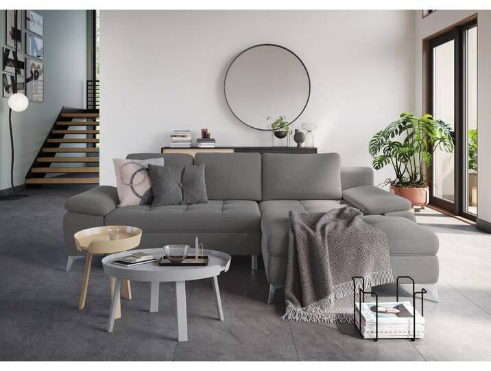 Ecksofa SIT & MORE Latigo L-Form , grau, B:270cm T:163cm, Sofas, mit Recamiere, wahlweise mit Bettfunktion und Bettkasten von sit&more