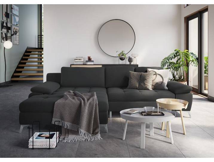 Ecksofa SIT & MORE Latigo L-Form , grau (anthrazit), B:290cm T:163cm, Sofas, mit Mega-Recamiere, wahlweise mit Bettfunktion und Bettkasten von sit&more