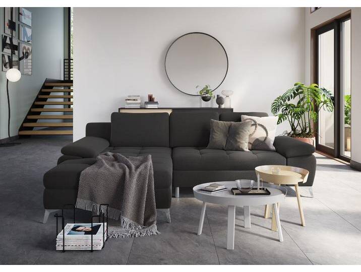 Ecksofa SIT & MORE Latigo L-Form , grau (dunkelgrau), B:270cm T:163cm, Sofas, mit Recamiere, wahlweise mit Bettfunktion und Bettkasten von sit&more