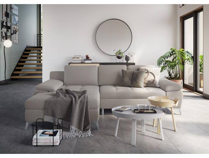 Ecksofa SIT & MORE Latigo L-Form , grau (elephant), B:270cm T:163cm, Sofas, mit Recamiere, wahlweise mit Bettfunktion und Bettkasten von sit&more