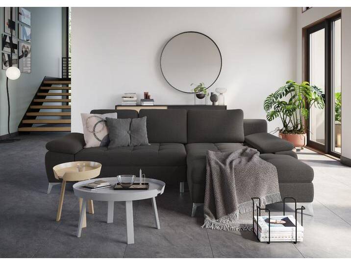 Ecksofa SIT & MORE Latigo L-Form , grau (fango), B:270cm T:163cm, Sofas, mit Recamiere, wahlweise mit Bettfunktion und Bettkasten von sit&more