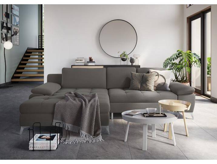 Ecksofa SIT & MORE Latigo L-Form , grau (hellgrau), B:290cm T:163cm, Sofas, mit Mega-Recamiere, wahlweise mit Bettfunktion und Bettkasten von sit&more