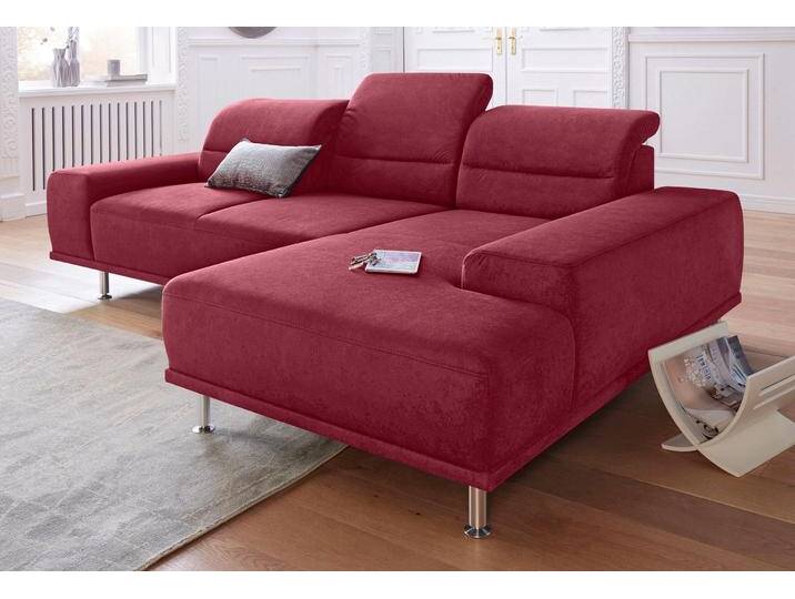 Ecksofa SIT & MORE Mariola L-Form , rot (bordeaux), B:269cm H:93cm T:174cm, Struktur (100% Polyester), Luxus-Microfaser ALTARA NUBUCK (100% Polyester), Luxus-Microfaser (100% Polyester), Sofas, mit Recamiere und Federkern, inklusive Sitztiefenverstellung von sit&more