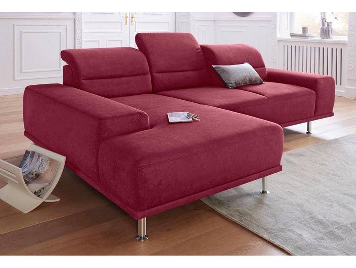 Ecksofa SIT & MORE Mariola L-Form , rot (bordeaux), B:269cm H:93cm T:174cm, Struktur (100% Polyester), Luxus-Microfaser ALTARA NUBUCK (100% Polyester), Luxus-Microfaser (100% Polyester), Sofas, mit Recamiere und Federkern, inklusive Sitztiefenverstellung von sit&more