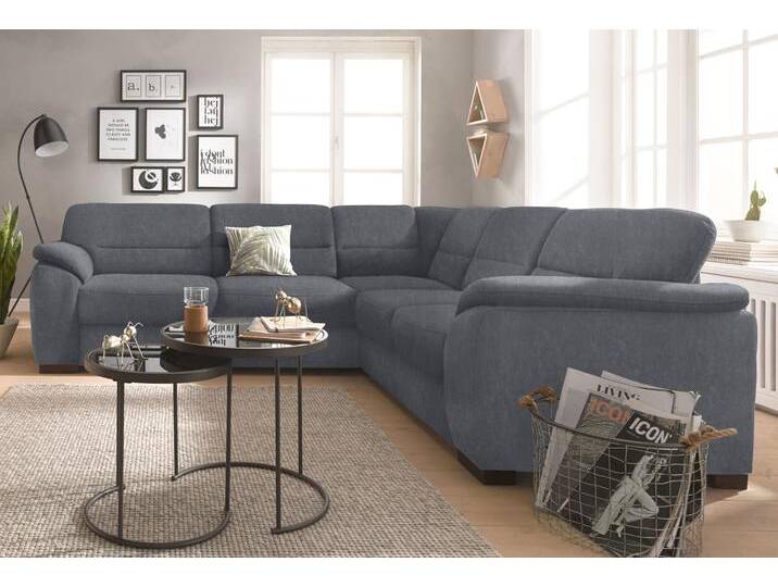 Ecksofa SIT & MORE Montego L-Form , grau (dunkelgrau), B:256cm H:88cm T:227cm, Luxus-Microfaser (90% Polyester, 10% Polyamid), Struktur (100% Polyester), Luxus-Microfaser ALTARA NUBUCK (100% Polyester), Sofas, wahlweise mit Bettfunktion und Schubkasten von sit&more