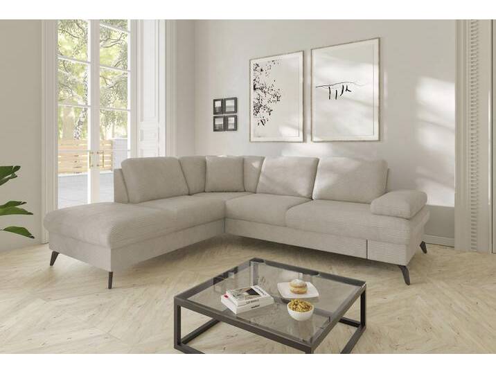 Ecksofa SIT & MORE Morris Jubi L-Form, B: 238 cm , beige (creme), B:238cm H:83cm T:202cm, 100% Polyester, Sofas, mit Armteilfunktion & 1 Zierkissen, optional Bettfunktion von sit&more