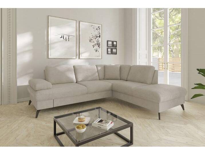 Ecksofa SIT & MORE Morris Jubi L-Form, B: 238 cm , beige (creme), B:238cm H:83cm T:202cm, 100% Polyester, Sofas, mit Armteilfunktion & 1 Zierkissen, optional Bettfunktion von sit&more