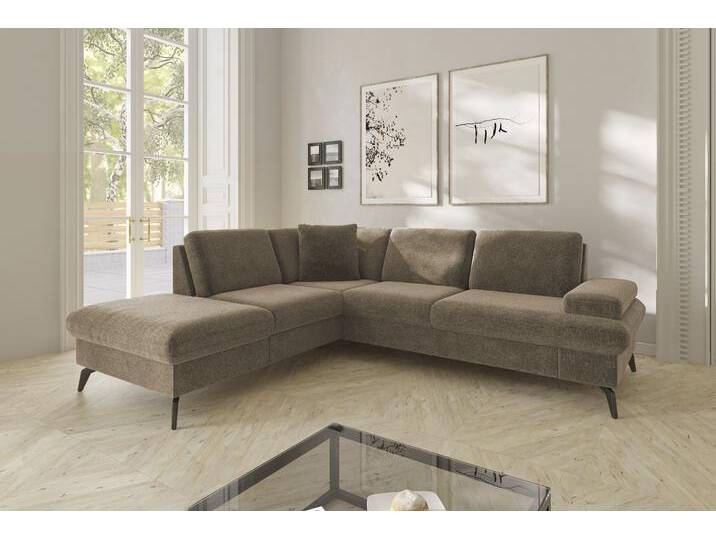 Ecksofa SIT & MORE Morris Jubi L-Form, B: 238 cm , braun (hellbraun), B:238cm H:83cm T:202cm, 100% Polyester, Sofas, mit Armteilfunktion & 1 Zierkissen, optional Bettfunktion von sit&more