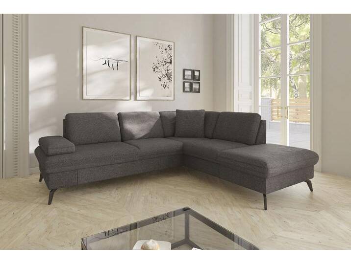 Ecksofa SIT & MORE Morris Jubi L-Form, B: 238 cm , braun (walnut), B:238cm H:83cm T:202cm, 100% Polyester, Sofas, mit Armteilfunktion & 1 Zierkissen, optional Bettfunktion von sit&more