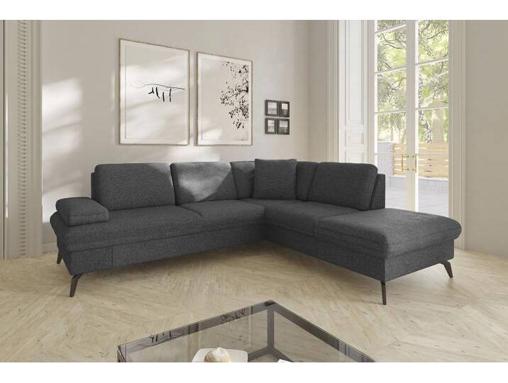 Ecksofa SIT & MORE Morris Jubi L-Form, B: 238 cm , grau (anthrazit), B:238cm H:83cm T:202cm, 100% Polyester, Sofas, mit Armteilfunktion & 1 Zierkissen, optional Bettfunktion von sit&more