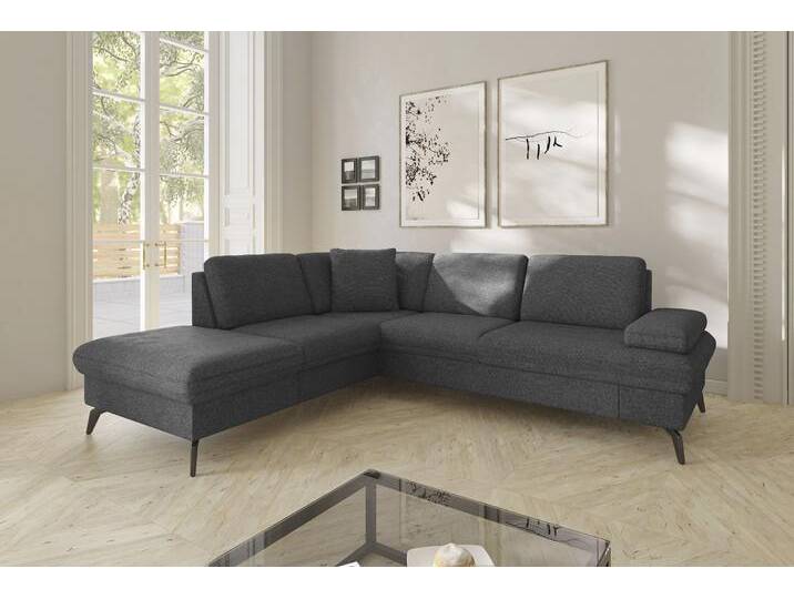 Ecksofa SIT & MORE Morris Jubi L-Form, B: 238 cm , grau (anthrazit), B:238cm H:83cm T:202cm, 100% Polyester, Sofas, mit Armteilfunktion & 1 Zierkissen, optional Bettfunktion von sit&more