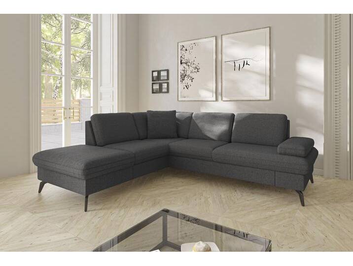 Ecksofa SIT & MORE Morris Jubi L-Form, B: 238 cm , grau (dunkelgrau), B:238cm H:83cm T:202cm, 95% Polyester, 5% Polyamid, Sofas, mit Armteilfunktion & 1 Zierkissen, optional Bettfunktion von sit&more