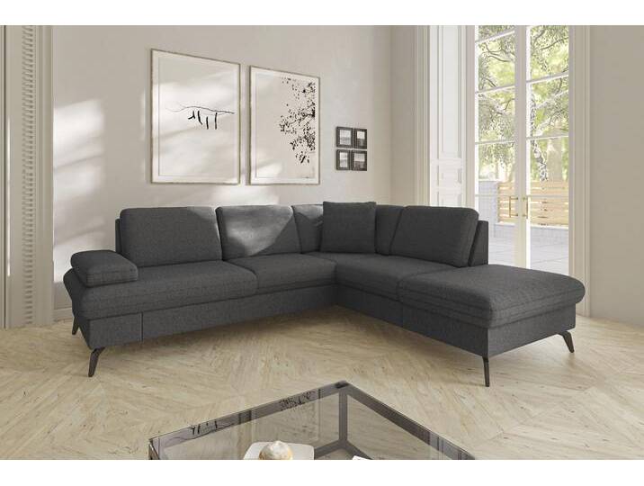 Ecksofa SIT & MORE Morris Jubi L-Form, B: 238 cm , grau (dunkelgrau), B:238cm H:83cm T:202cm, 95% Polyester, 5% Polyamid, Sofas, mit Armteilfunktion & 1 Zierkissen, optional Bettfunktion von sit&more