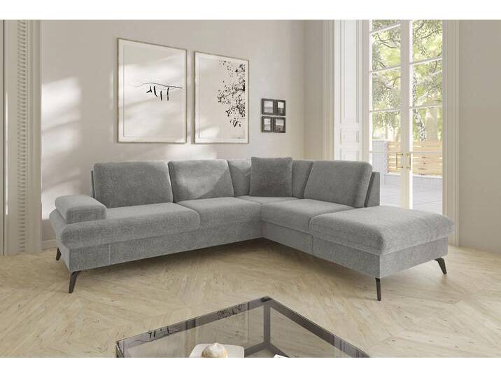 Ecksofa SIT & MORE Morris Jubi L-Form, B: 238 cm , grau (hellgrau), B:238cm H:83cm T:202cm, 100% Polyester, Sofas, mit Armteilfunktion & 1 Zierkissen, optional Bettfunktion von sit&more