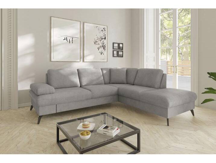 Ecksofa SIT & MORE Morris Jubi L-Form, B: 238 cm , grau (hellgrau), B:238cm H:83cm T:202cm, 100% Polyester, Sofas, mit Armteilfunktion & 1 Zierkissen, optional Bettfunktion von sit&more