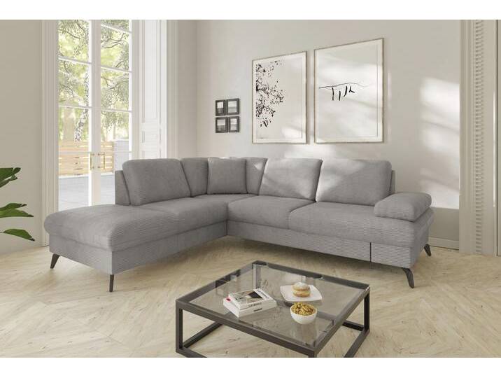 Ecksofa SIT & MORE Morris Jubi L-Form, B: 238 cm , grau (hellgrau), B:238cm H:83cm T:202cm, 100% Polyester, Sofas, mit Armteilfunktion & 1 Zierkissen, optional Bettfunktion von sit&more