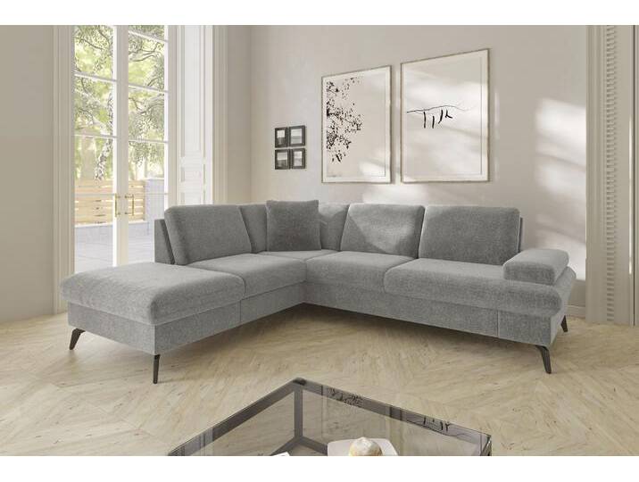 Ecksofa SIT & MORE Morris Jubi L-Form, B: 238 cm , grau (hellgrau), B:238cm H:83cm T:202cm, 100% Polyester, Sofas, mit Armteilfunktion & 1 Zierkissen, optional Bettfunktion von sit&more