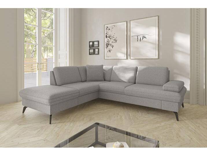 Ecksofa SIT & MORE Morris Jubi L-Form, B: 238 cm , grau (hellgrau), B:238cm H:83cm T:202cm, 95% Polyester, 5% Polyamid, Sofas, mit Armteilfunktion & 1 Zierkissen, optional Bettfunktion von sit&more