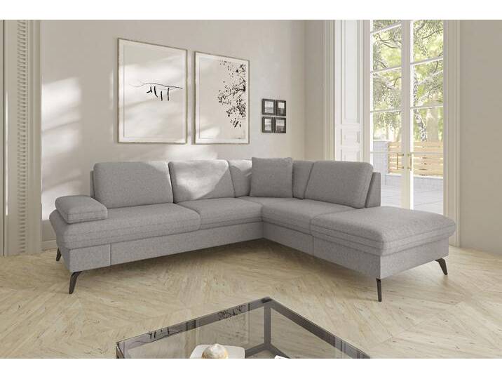 Ecksofa SIT & MORE Morris Jubi L-Form, B: 238 cm , grau (hellgrau), B:238cm H:83cm T:202cm, 95% Polyester, 5% Polyamid, Sofas, mit Armteilfunktion & 1 Zierkissen, optional Bettfunktion von sit&more