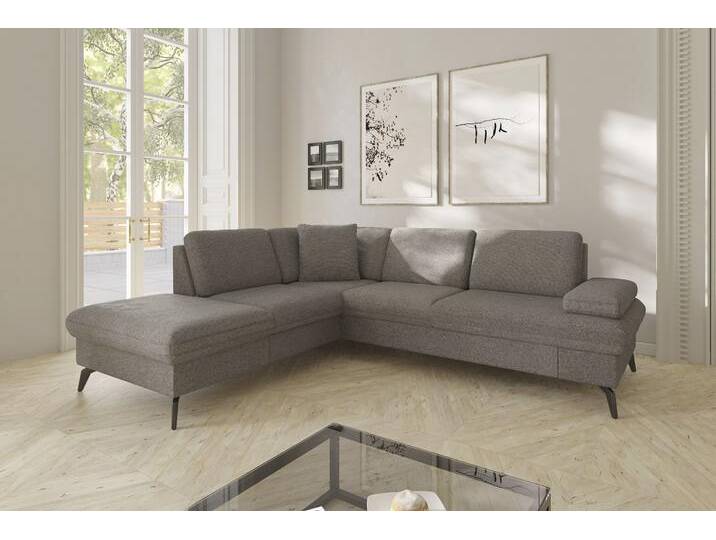 Ecksofa SIT & MORE Morris Jubi L-Form, B: 238 cm , grau (taupe), B:238cm H:83cm T:202cm, 100% Polyester, Sofas, mit Armteilfunktion & 1 Zierkissen, optional Bettfunktion von sit&more